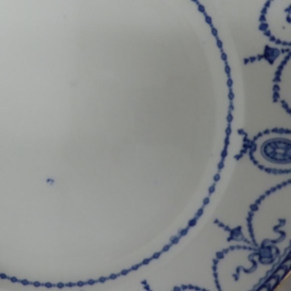 ADAMS WOOD & SONS SEMI PORCELAIN flow blue white antique dinner plate dish 10" - Picture 7 of 8